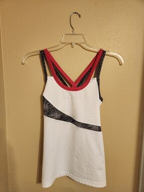 Prince Women's medium white pink black athletic top strappy pickleball tennis